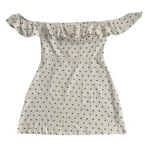 MISSGUIDED NWT White Black Polka Dots Off the Shoulder Mini Dress Size 8